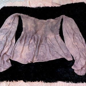 Mauve Tie Dye Ruched Flowy Top